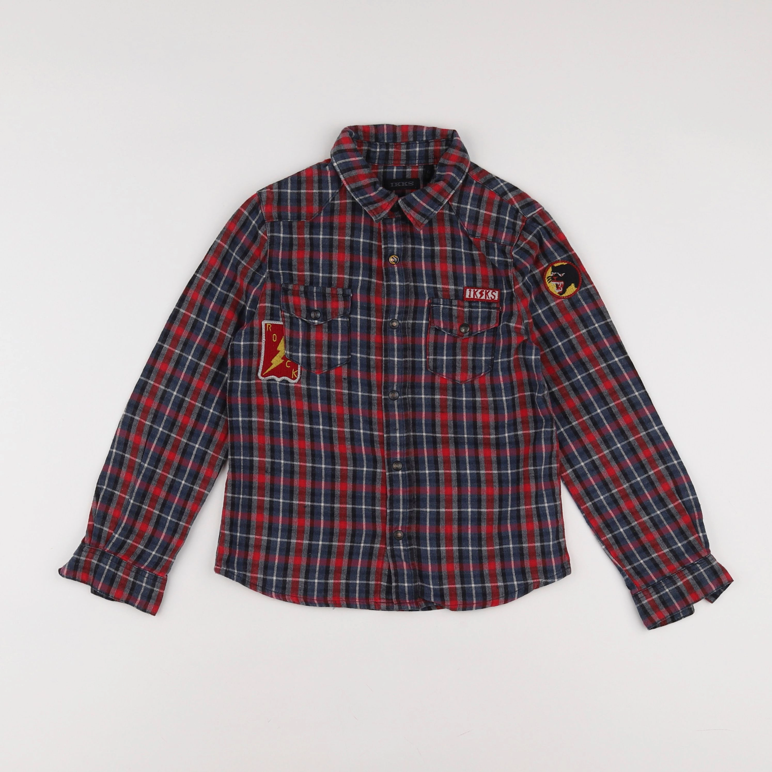 IKKS - chemise bleu, gris, rouge - 6 ans